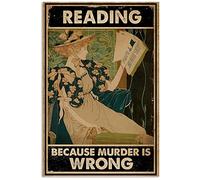 AZOLID Funny Tin Signs Reading Because Murder Is Wrong Home Kitchen Restaurant Wall Club House Decoration Tin Sign 12x8 Inches
