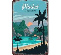 AZOLID Funny Tin Signs Welcome to Thailand Phuket Travel Tin Signs Painting Cafe Opera House Art Wall Decoration Plaque 30x20CM