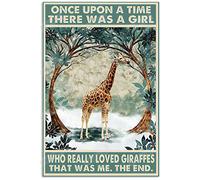 AZOLID Giraffe Once Upon A Time There Was A Girl Who Really Loved Giraffes Vintage Tin Signs Wall Decor Art Retro Home Bathroom Wall Decor 30X20CM