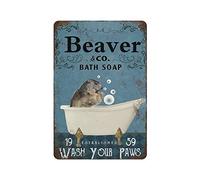 AZOLID Metal Signs Beaver Co. Bath Soap Wash Your Paws Tin Signs Vintage Bar Club Cave Home Kitchen Wall Decor Rustic Sign Funny Decor 14X20CM