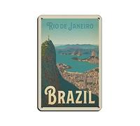 AZOLID Metal Signs Brasil Rio De Janeiro Funny Travel Tin Signs Bar Coffee Home Room Art Wall Plaque Decor Gift Outdoor Indoor 14x20CM