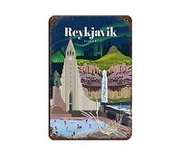 AZOLID Metal Signs Iceland Reykjavík Funny Travel Tin Signs Bar Coffee Home Room Art Wall Plaque Decor Gift Outdoor Indoor 14x20CM