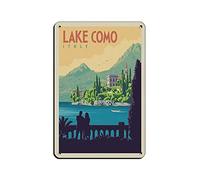 AZOLID Metal Signs Italy Lake Como Travel Tin Signs Wall Art Metal Poster for Home Bar Cafe Garage Bathroom 30x20CM