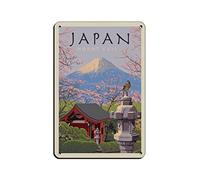 AZOLID Metal Signs Japan Mount Fuji Travel Tin Signs Wall Art Metal Poster for Home Bar Cafe Garage Bathroom 30x20CM