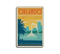 AZOLID Metal Signs Orlando Florida Funny Travel Tin Signs Bar Coffee Home Room Art Wall Plaque Decor Gift Outdoor Indoor 30x20CM