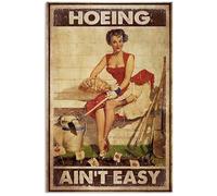 AZOLID Metal Signs Retro Hoeing Aint Easy Tin Sign Wall Art Metal Poster for Home Bar Cafe Garage Bathroom 30X20CM
