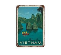 AZOLID Metal Signs Vietnam Halong Bay Funny Travel Tin Signs Bar Coffee Home Room Art Wall Plaque Decor Gift Outdoor Indoor 14x20CM