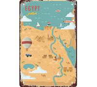 AZOLID Metal Tin Sign Egypt Map Country Map Travel Tin Signs Vintage Bar Club Cave Home Kitchen Wall Decor Rustic Metal Sign Funny Decor 30x43CM