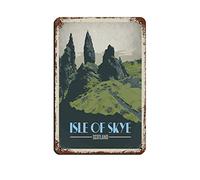 AZOLID Metal Tin Sign Isle Of Skye Scotland Travel Tin Signs Retro Bar Pub Diner Cafe Home Bathroom and Room Art 14x20CM