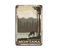 AZOLID Metal Tin Sign Montana Travel Tin Signs Vintage Bar Club Cave Home Kitchen Wall Decor Funny Decor 30x20CM