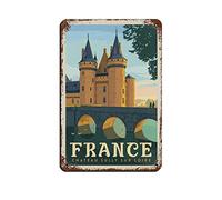 AZOLID Metal Tin Signs France Loire Valley Metal Travel Tin Signs Wall Decor for Cafe Bar Pub Home 14x20CM
