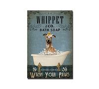 AZOLID Retro Metal Tin Sign Bath Soap Whippet Tin Sign Home Gate Garden Bars Restaurants Cafes Office Store Pubs Club 30x43CM
