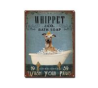 AZOLID Retro Metal Tin Sign Bath Soap Whippet Tin Sign Home Gate Garden Bars Restaurants Cafes Office Store Pubs Club 30x43CM