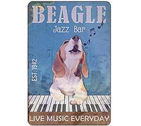 AZOLID Vintage Metal Tin Signs Beagle Dog Jazz Bar Tin Signs Vintage Funny Bar Club Cave Home Kitchen Wall Decor 30X20CM
