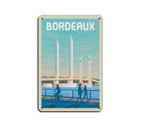 AZOLID Vintage Metal Tin Signs Bordeaux France Travel Tin Signs Metal Poster Wall Decor Office Cafe Bathroom Badroom 14x20CM