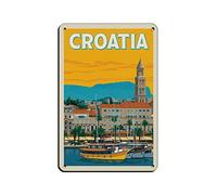 AZOLID Vintage Metal Tin Signs Croatia Travel Tin Signs Metal Poster Wall Decor Office Cafe Bathroom Badroom 30x20CM