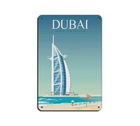 AZOLID Vintage Metal Tin Signs Dubai Travel Tin Signs Metal Poster Wall Decor Office Cafe Bathroom Badroom 14x20CM
