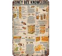 AZOLID Vintage Metal Tin Signs Honey Bee Knowledge Tin Signs Vintage Funny Bar Club Cave Home Kitchen Wall Decor 30X20CM