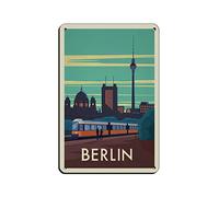 AZOLID Vintage Signs Metal Signs Berlin Travel Tin Signs Vintage Funny Bar Club Cave Home Kitchen Wall Decor Rustic Art Sign 14x20CM