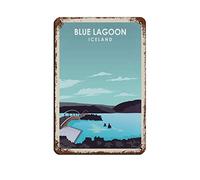 AZOLID Vintage Signs Metal Signs Blue Lagoon Iceland Travel Tin Signs Vintage Funny Bar Club Cave Home Kitchen Wall Decor Rustic Art Sign 30x20CM