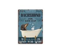 AZOLID Vintage Signs Metal Signs Dachshund Co. Bath Soap Wash Your Paws Tin Sign Wall Art Metal Poster for Home Bar Cafe Garage Bathroom 30X20CM
