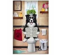 AZOLID Vintage Signs Metal Signs for Outside Border Collie Reading Dog News Tin Sign Wall Art Metal Poster for Home Bar Cafe Garage Bathroom 14X20CM