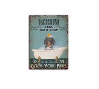 AZOLID Vintage Signs Metal Signs Funny Dachshund Bath Soap Company Wash Your Paws Tin Signs Vintage Retro Bar Club Cave Home Kitchen Wall Decor Rustic Sign 30X20CM