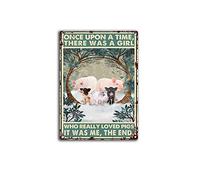 AZOLID Vintage Signs Metal Signs Once Upon A Time There was A Girl Who Really Loved Pigs Tin Sign Wall Art Metal Poster for Home Bar Cafe Garage Bathroom 30X43CM
