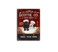 AZOLID Vintage Signs Metal Signs Scottish Terrier Co. Bath Soap Wash Your Paws Tin Signs Vintage Retro Bar Club Cave Home Kitchen Wall Decor Rustic Sign 30X20CM