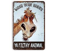 AZOLID Vintage Signs Metal Signs Wash Your Hands Tin Signs Vintage Funny Home Kitchen Bar Club Cave Rustic Wall Art Decor 14X20CM