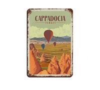 AZOLID Vintage Tin Signs Cappadocia Turkey Metal Travel Tin Signs Wall Decor for Cafe Bar Pub Home 30x20CM