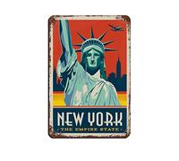 AZOLID Vintage Tin Signs New York State Metal Travel Tin Signs Wall Decor for Cafe Bar Pub Home 14x20CM