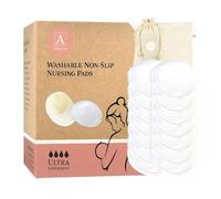 Azollia Non-Slip Nursing Pads, 14 Washable Organic Cotton Leakproof Breast Pads, Reusable, Soft, Absorbent, Dry and Eco-Friendly Breastfeeding Essentials