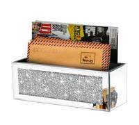 Azonsdop Crystal Crush Diamond Mail Organizer Countertop, Mirrored Wall Mount Letter Holder, Silver Mail Tray, Mail Holder Box for Desk, Mail Basket for Counter, Mail Storage Organizer