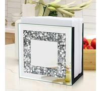 Azonsdop Crystal Crushed Diamond Napkin Holder,Mirrored Square Vertical Holder,Cute Glass Mirror Napkin Holder for Dinning Table or Counter