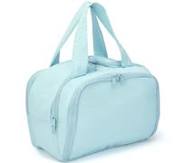 Azooken Women's Travel Toiletry Bag - Oversized Puffy Cosmetic Bag with Wide-Mouth Design,Makeup Essentials,Toiletries & Bathroom Accessories, Blue, Travel Toiletry Bag