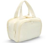 Azooken Women's Travel Toiletry Bag - Oversized Puffy Cosmetic Bag with Wide-Mouth Design,Makeup Essentials,Toiletries & Bathroom Accessories, Beige, Travel Toiletry Bag