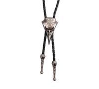 AZORA Western Cowboy Bolo Tie for Men Native American Bola Necktie Rodeo Leather Necktie for Men Women, Bl059-raven Silver, adjuatable
