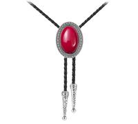 AZORA Western Cowboy Bolo Tie Men Leather Necktie Leather Cord Turquoise Stone Bolo Ties for Men Women, Red Carnelian Bolo Tie for Men, adjustable