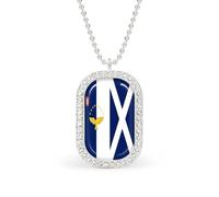 Azore Scotland Flag Necklace Gift for Women White Diamond Necklaces Sparkling Rectangular Pendant with Chain