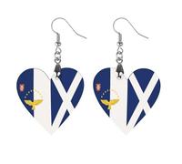 Azore Scotland Flag Trendy Wooden Earrings Lightweight Charms Pendant Hooks Gifts for Women Apricot Shaped