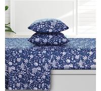 AZORES HOME Kate 300 Thread Count Organic Cotton Deep Pocket Sheet Set King, Dark Blue (KATEORGSHEKI)
