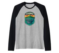 Azores Whale Mom and Calf Travel Badge Sticker Raglan Baseball Tee