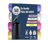 AZPE 160 Pedal Bin Liners 15l with Tie Handles, Mildy Scented Swing Bin Liners, Pedal Bin Bags with Tie Handles Suitable For Home & Office Use. Fits Bins up to 15 Litres (4 rolls of 40 bags each)