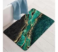 Azppsad Bath Rug, Green and Gold Marble Decor Non Slip Bathroom Rug with Rubber Backing, Thin Absorbent Quick Dry Bath Mats for Bathtub Bathroom Kitchen, 16x24 inch