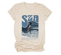 AZPZM Summer Sza Good Days Women's T-Shirt Always in My Mind Fashion Trend Short Sleeve Cotton (Khaki,M)