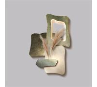 AZQOHMIS 3-Layer Sandstone Textured Wall Art, Stone Pattern LED Wall Decor with Artificial Plant, Abstract Wall Art for Bedroom, Living Room and Entrance(Green,39.4x27.6in)