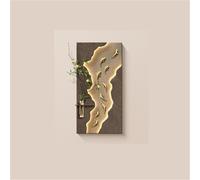 AZQOHMIS 3D Wall Art with 9 Fish, Wall Plant Holder with Fake Plant, 2-Layer Sandstone LED Wall Decor, 3D Wall Art for Living Room, Cafe(Khaki,39.4x19.7in)