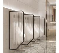 AZQOHMIS Black,3PCS, Urinal Partition with Tempered Glass and Stainless Steel, Wall-Mounted Men Urinal Privacy Screen for Hotel/Schools/Kindergartens/Shopping Malls/Public Places,Art Deco