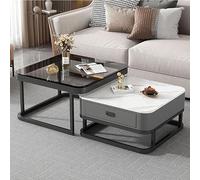 AZQOHMIS Black Nesting Coffee Glass Table Set of 2,Modern Living Room Table with Storage Space,Metal Frame Side Tables,Modern Industrial Simple Glass Table Living Room,for Living Room Bedroom